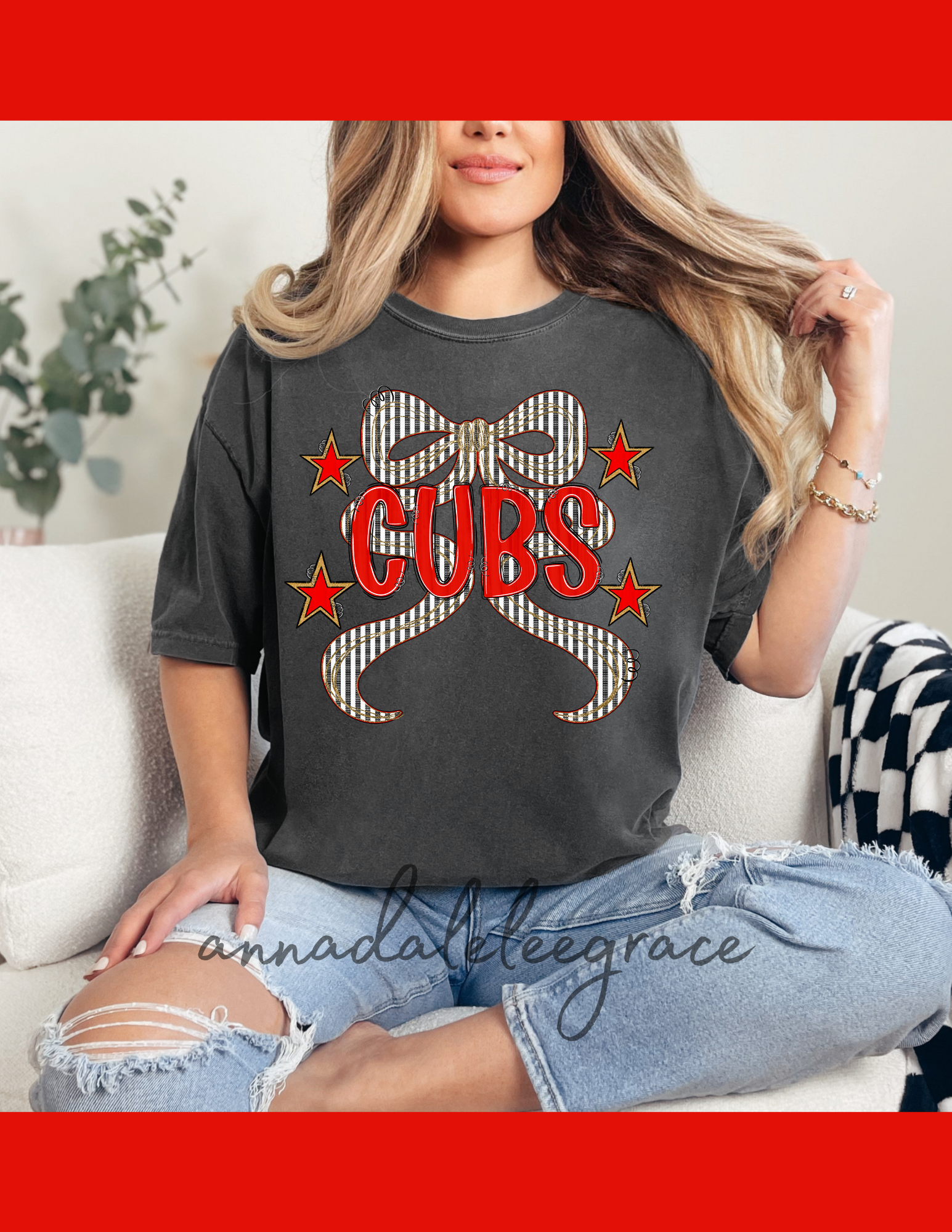 Cubs coquette bow tee