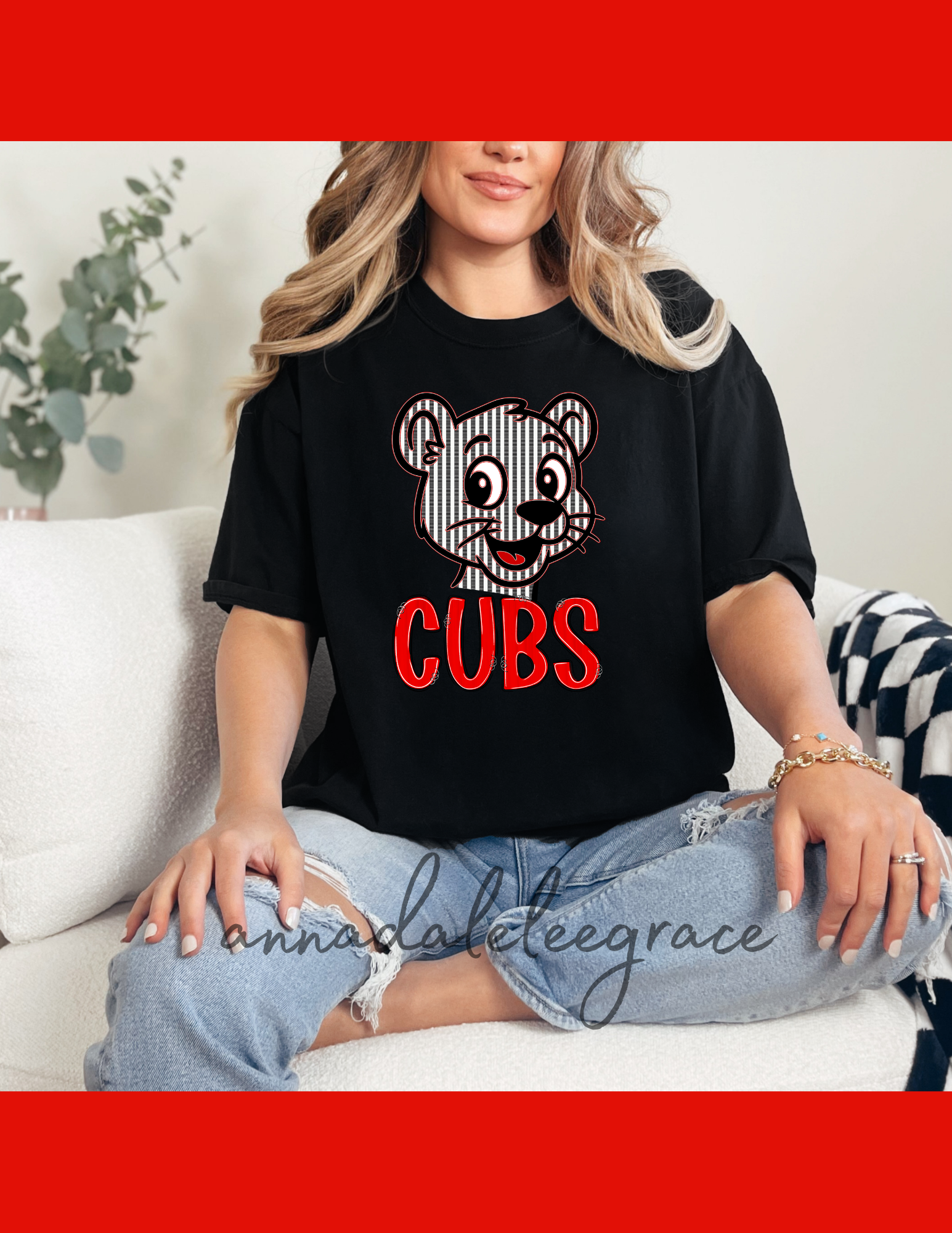 Cubs seersucker striped tee